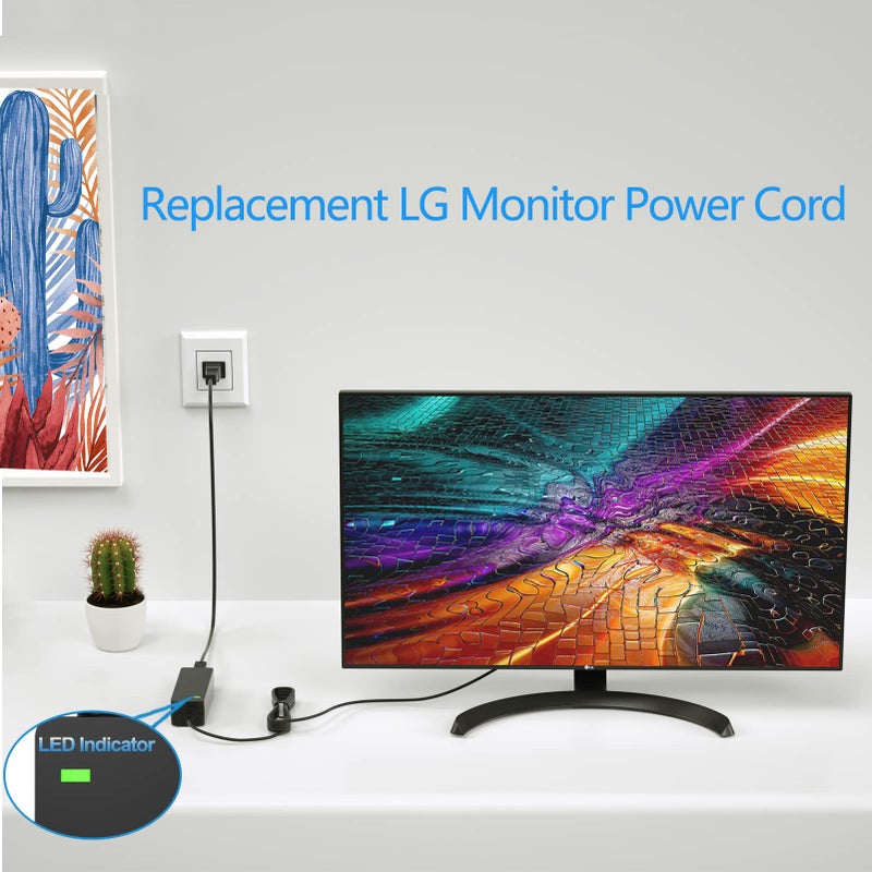 VHBW Replacment for LG Monitor Power Cord 19V DC Power Supply for LG Electronics 27" 24" 23" 22" 20" 19" LCD LED HD TV Monitor Widescreen Power Adapter Cord - Image 3